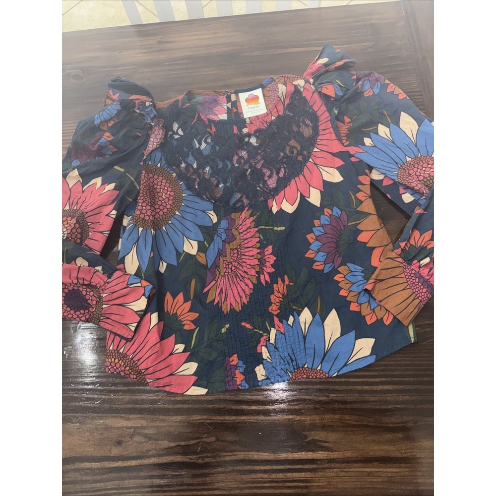 FARM RIO Blouse Womens Floral Top Tropical Boho Anthropologie XS